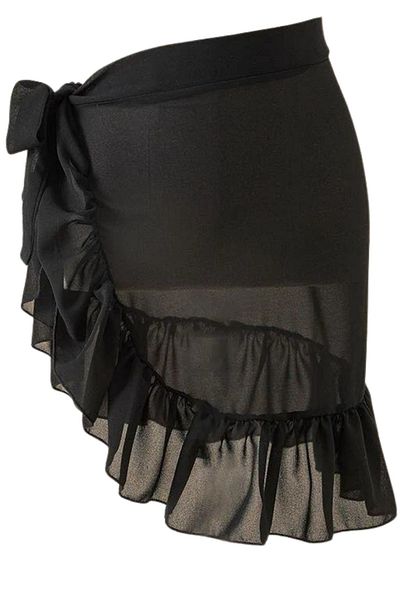 Tina Wear Costum de baie de vară din jerseu simplu, pareo, din tul subțire, cu volane, model scurt 66500
