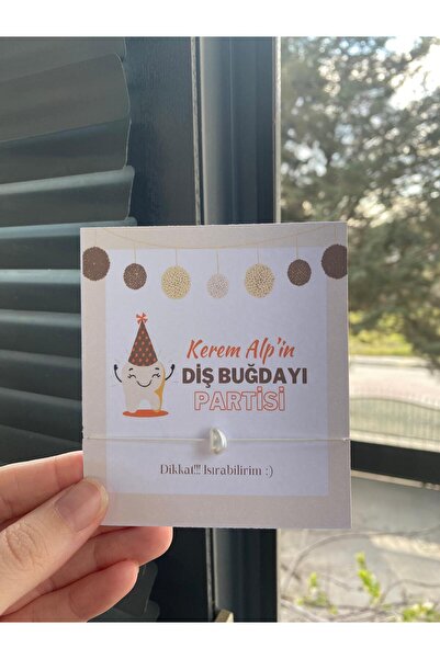 MELS TASARIM Kişiye Özel İsimli Diş Buğdayı Şans Bilekliği Hediyeliği 12 Adet