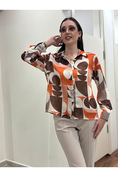 AYHAN Cămașă din șifon cu model cu nasturi ascunși în față