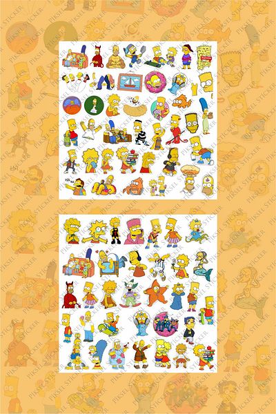 Piksel Grafik Simpsons 75 Pieces Sticker Set - Pen, Laptop Notebook Water Bottle Sticker