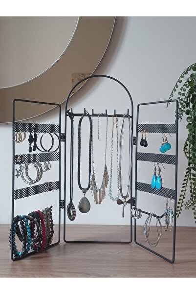 Firuze Hediyelik Foldable Wrought Iron Jewelry Stand Ring Holder, Earring Hol...
