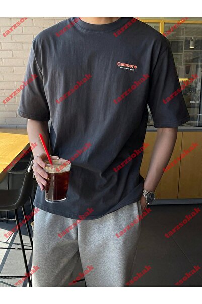 Tarzsokak تي شيرت صيفي للرجال - 3315 نموذج الضفدع عزر قصير الأكمام البنية الت...