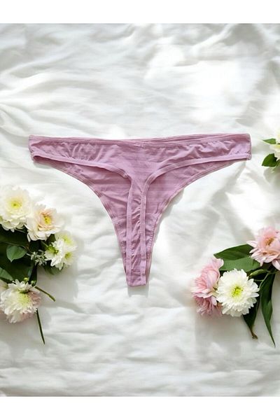 enmodaiçgiyim Pink Striped Women's Thong Panties