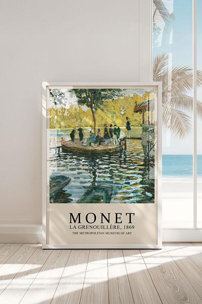 Buka Shops Pictură premium Monet „La Grenouillère” într-un cadru: Dansul impresionant al luminii și a păcii Descriere:
