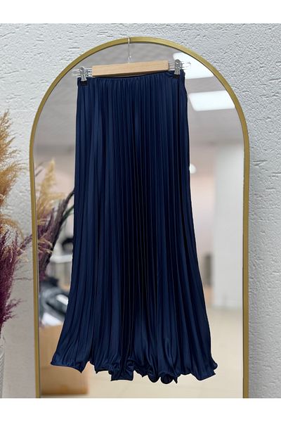 Ebrar Store Berna Six Ruffled Pleated Skirt-Bn8639 Navy Blue