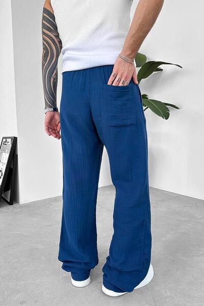 HAFKAGİYİM Сині пляжні штани з муслінової тканини