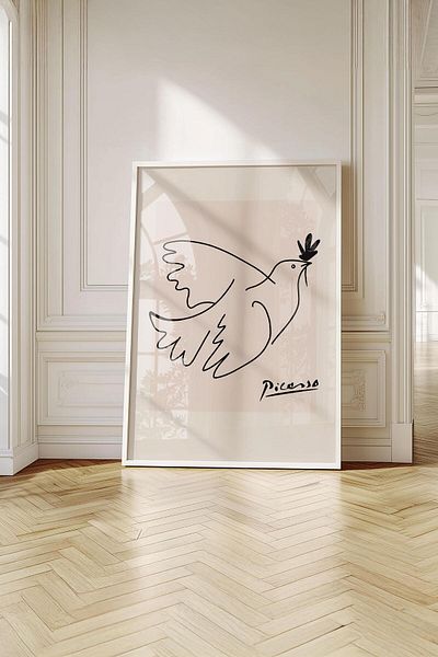 Buka Shops Tablou premium Picasso Iconic „Pigeon of Peace” într-un cadru: reflexia minimalistă universală a speranței