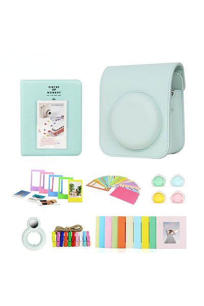 Choice 7in1 Green 7-in-1 Camera Bag for Fujifilm Instax Mini 12 PU Case 64 Pockets Photo Album Colorful Pho