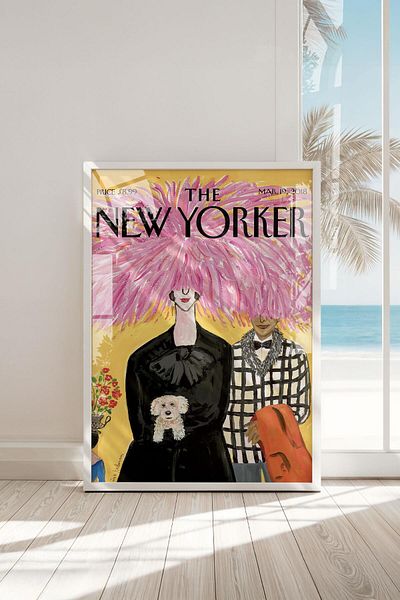 Buka Shops Pictură premium „New Yorker Interior” de epocă în rama: peisaj urban și eleganță culturală