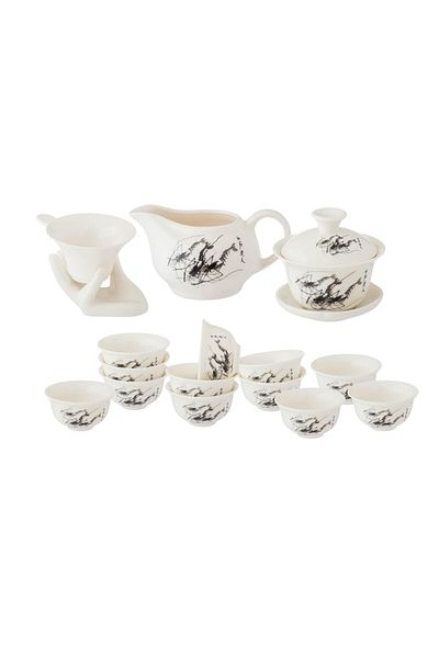 Dania 16-piece porcelain green tea cup set