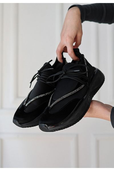 hepimiz alalım Liney Black Patent Leather Black Sole Lace-Up Sneakers