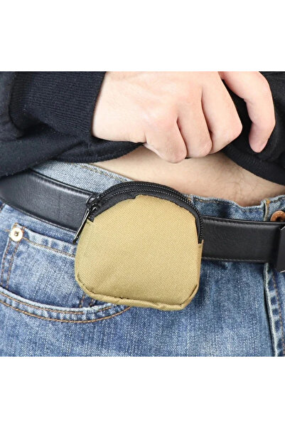 Choice محفظة نقود معدنية بجيب مزدوج بسحاب من النايلون الكاكي للرجال، حقيبة مو...