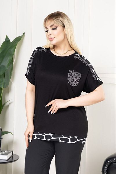 VERA COLLECTİON Battal Size Full Lichra Stone Embroidered Women's Bluz