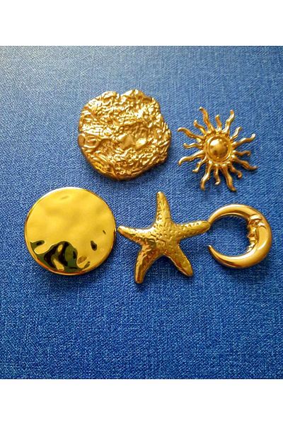 beynaaksesuar Planets Large Size Gold Color Button, (Coat, Jacket, Vest, Dress 5-Piece Set Button)