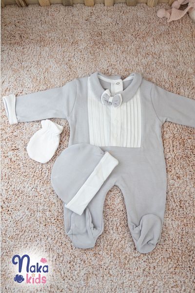 Naka Concept Noble Baby Gray Jumpsuit with Bow Tie