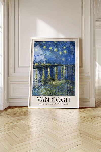 Buka Shops Tablou premium Van Gogh „Noaptea înstelată Rhone” într-un cadru: Dansul magice al nopții
