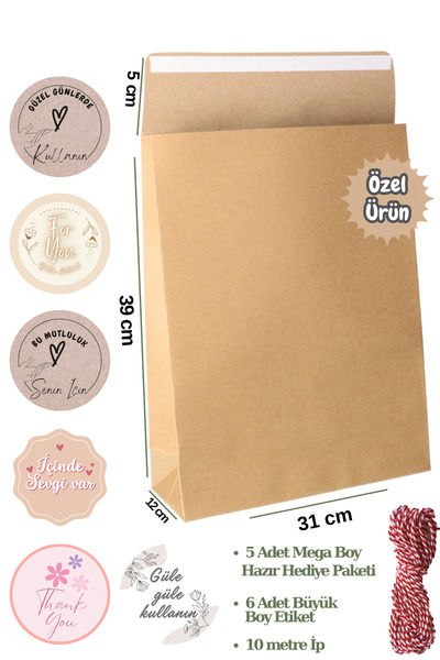 Dekals 3lü Özel Gün Seti Mega Boy Yapışkanlı Hediye Ambalaj Paketi 5li 10 Mt ...