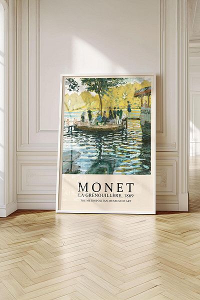 Buka Shops Pictură premium Monet „La Grenouillère” într-un cadru: Dansul impresionant al luminii și a păcii Descriere: