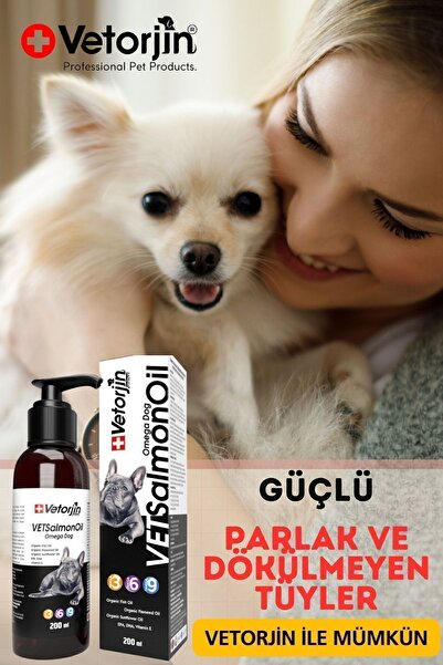 Vetorjin Köpeklere Özel E Vitamini Katkılı Norveç Somon Balık Yağı Deri Tüy Omega 3-6-9 200 ml