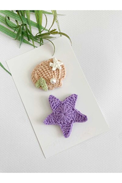 Kadın Girişimciler Atölyesi Pearl Mussel & Star Handmade Knitted Newborn Baby...