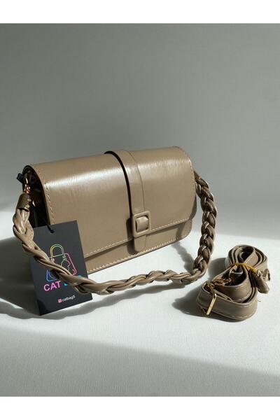 ÇANTA حقيبة يد نسائية بنمط محبوك باللون البيج الداكن