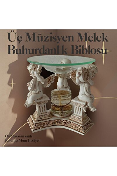 Genel Markalar Polyersterden mamül Vintage Tarz 3 Melekli Buhurdanlık ve Deko...