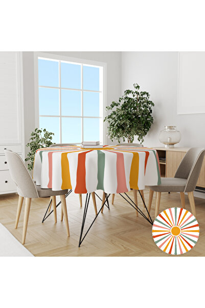 yok yok evim eve dair her şey YUVARLAK DESENLİÖZEL TASARIM KOLAY TEMİZLENEBİLİR DERTSİZ MASA ÖRTÜSÜ