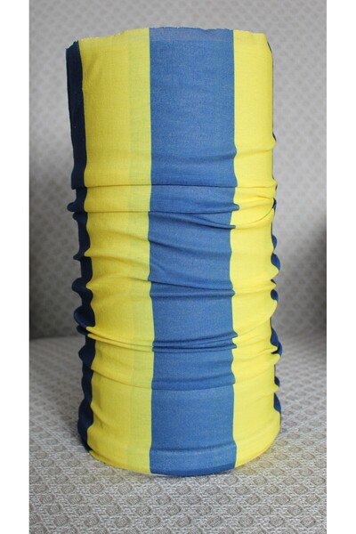 Dokuz99 Sarı Lacivert Çizgili Baskılı Boyunluk - Baf