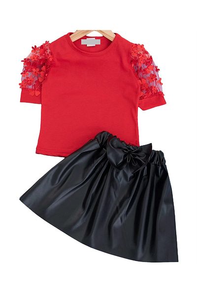 SANTRALBEBE Girl's Lace Sleeves April 23 Show Skirt Suit