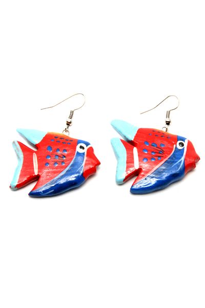 Waves And Pebbles Blue Fish Earrings