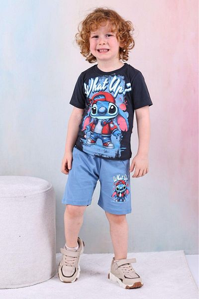 LİLLYPİCCA Costum cu pantaloni scurți pentru băiat cu model de caractere STİTTCH (TABELUL DE MĂRIMI DISPONIBIL ÎN IMAGINILE)