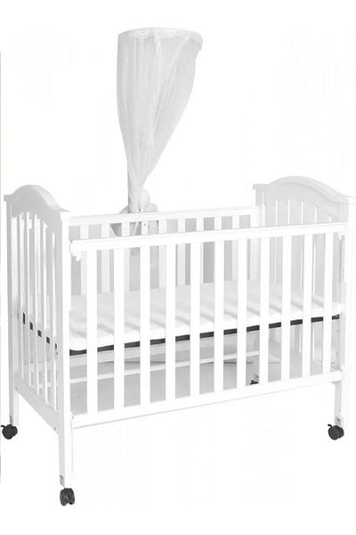 Cady One Adjustable wooden baby bed comes with a 3 cm thick mattress with mosquito net and wheels 120*60 cm
