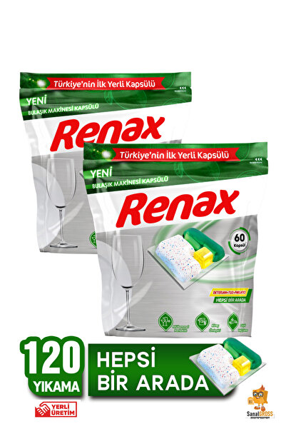 RENAX Bulaşık Makinesi Kapsülü Hepsi Bir Arada 60'lı X 2 Paket (120 ADET)