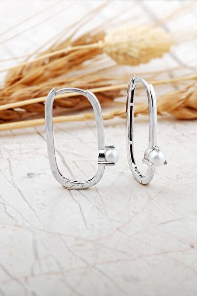 Sümer Telkari Oval İncili Rodyumlu Gümüş Küpe 7264