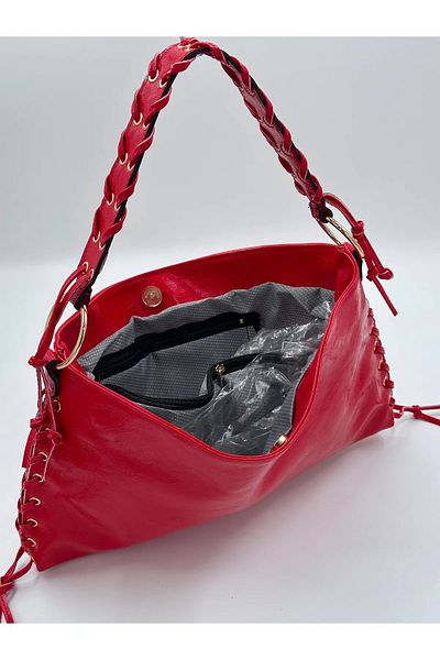 Die Fein Mercan Stores Soft Patent Leather Hand and Shoulder Bag with Tassel Detail