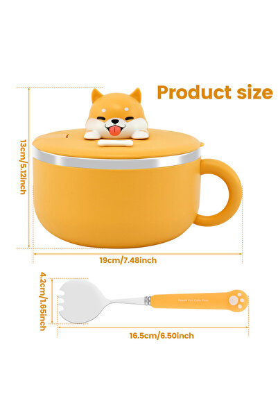 Choice Yellow 1200ml Ramen Bowl with Lid Sealed Ramen Cooker Bowl with Handle...