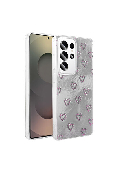 Coverzone حافظة هاتف من السيليكون بتصميم قلب فضي متوافقة مع هاتف Galaxy S24 U...