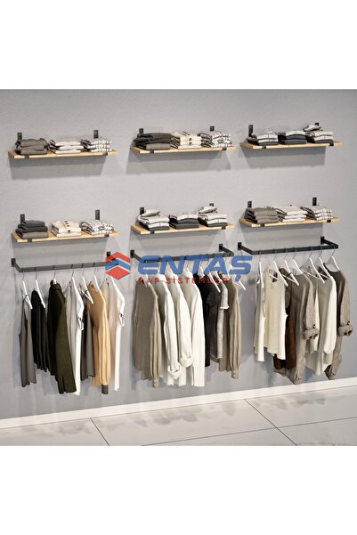 RAF MARKETİ 280*H:220,Giyinme Odası Rafı,Askılık Sistemi, Mağaza Raf Sistemi,Butik Raf Sistemi