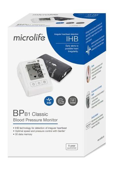Microlife Microlife BP B1 Classic Upper Arm Blood Pressure Monitor With Arhhythmia Detection Pad Technology