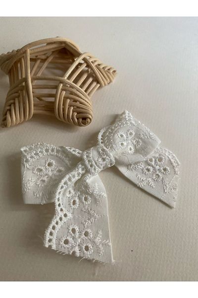 Ege Bebek Handmade Scallop Ecru Patterned Bow Buckle, Scallop Buckle