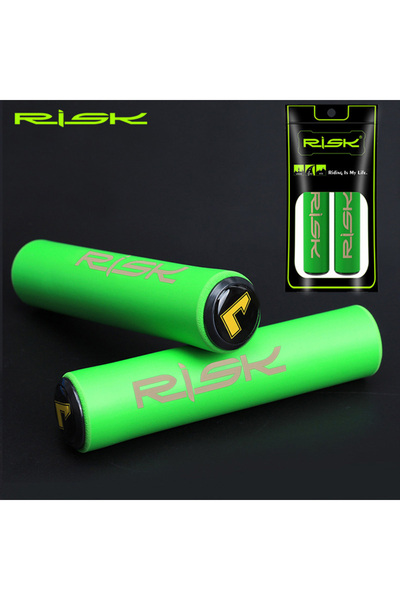 Choice مقابض مقود دراجة RISK Green من RISK، خفيفة الوزن، مضادة للانزلاق، ناعم...
