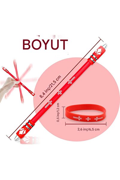 Spin Art Döner Kalem - Anti-Stres, Yüksek Denge, Ayarlanabilir Metal Halkalı, Giyilebilir Bileklik Tasarımlı