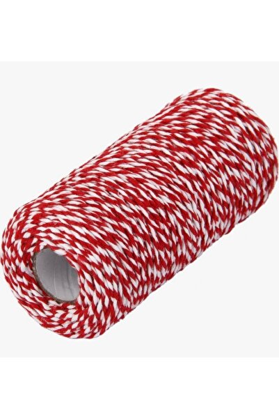 yiğit aksesuar 10 Metre Marteniçka Kırmızı Beyaz İpi Şans Dilek Bahar Bileklik Kolye İpi