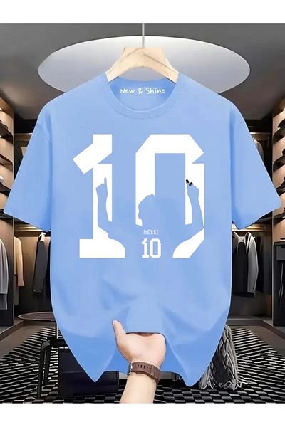 New Shine 1 tricou cadou pentru achiziții de 6 și peste în coș - Tricou oversize cu imprimeu Messi 10
