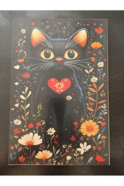 Bluoksweet Tablou din lemn MDF poster retro pisică