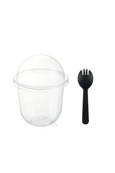 Choice 360ml With Spoon 50pcs Pudding Cups Wiht Lids Plastic Boxes Ice-cream Mousse Dessert Picnic Party Pa