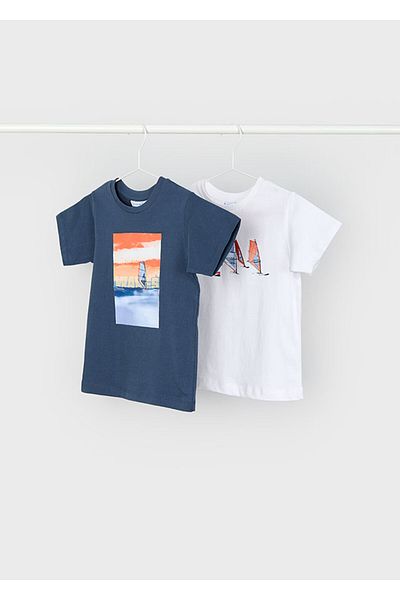 MAYORAL Boys Windsurfing 2 T-Shirt Set Navy Blue-White