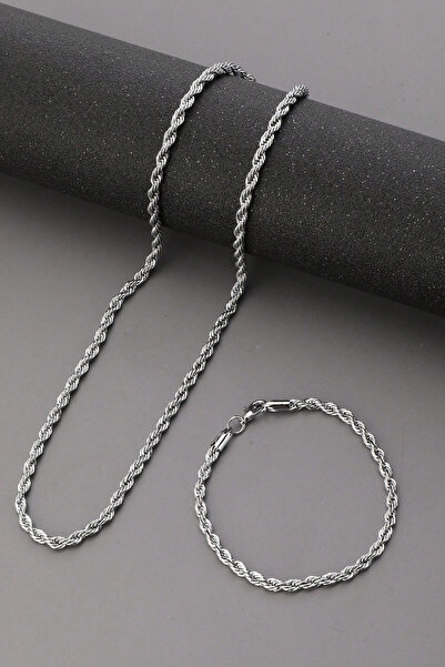 Bluem طقم سوار وقلادة رجالي من الفولاذ المقاوم للصدأ ملتوي من الفولاذ المقاوم...