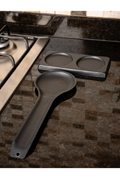 Kitchen Pembelia 2’li Metal Kaşıklık Kaşık Altlığı Ve Yağdanlık Altlığı Amber...