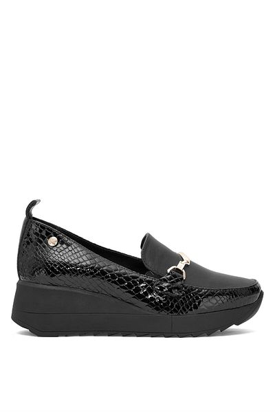 Mammamia Pantofi de damă negri casual - piele naturală neagră